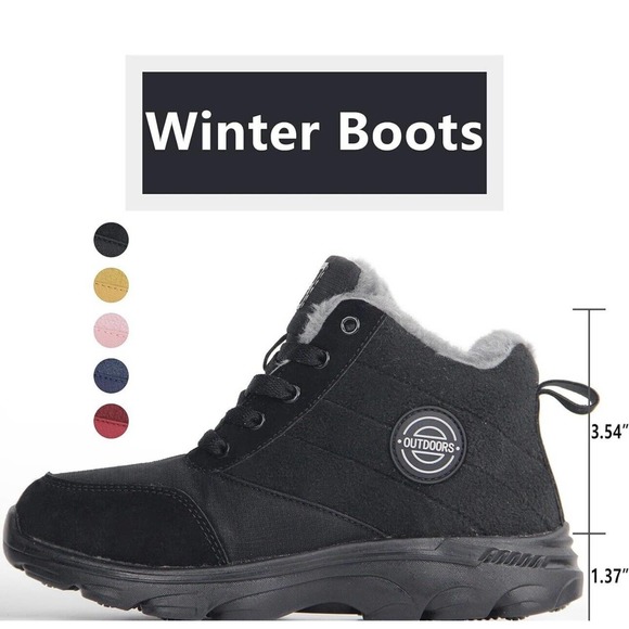 NEW Weweya Women's 9 Black‎ With Grey Fur Lined Boots Anti-Slip Ankle Snow Boots - Picture 9 of 10